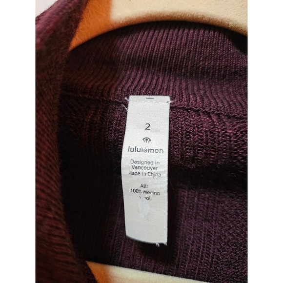Lululemon 100% Merino Wool Full Zip Burgundy Jacket 2 - Picture 2 of 13